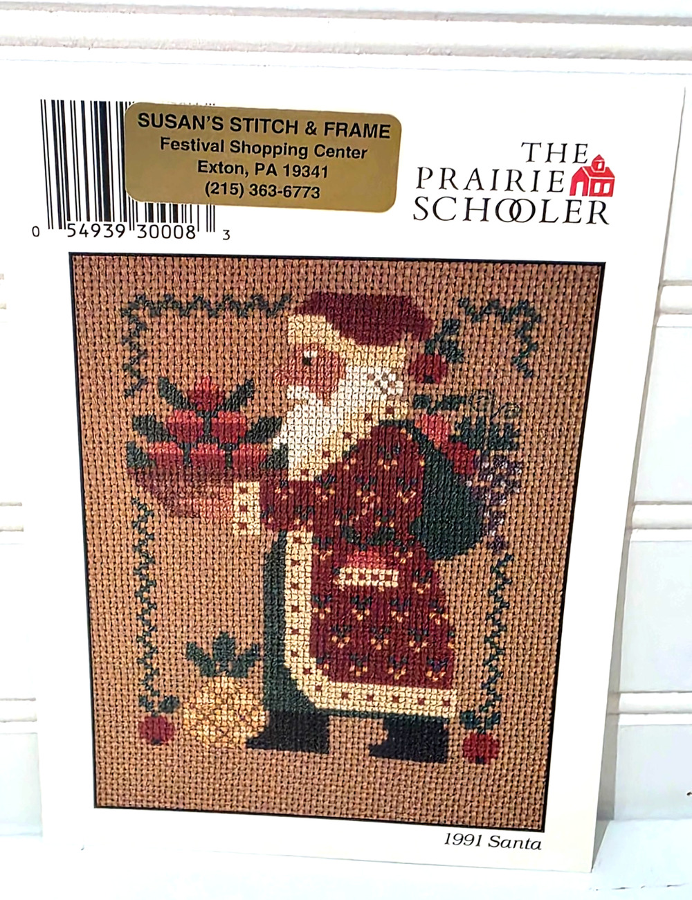 VTG The Prairie Schooler 1991 Santa Counted Cross Stitch Pattern used.